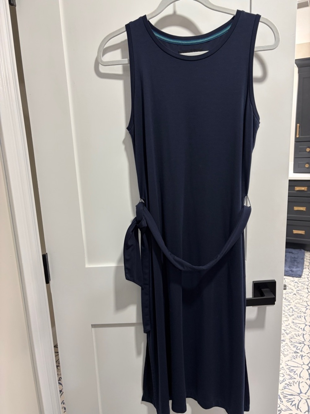 Banana Republic Navy Sleeveless Midi Dress with Self-Tie Belt